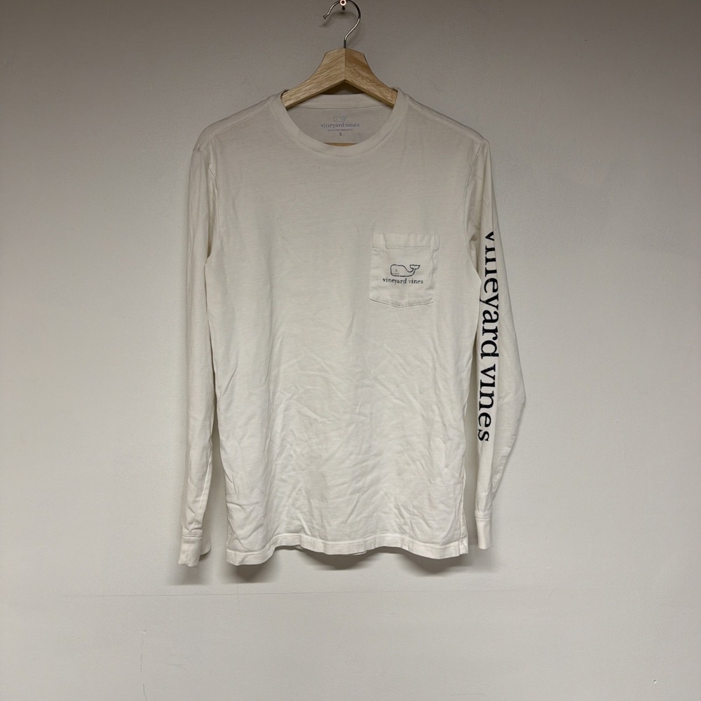 Vineyard Vines T-shirt Size S Mens Vintage Whale Long Sleeve Pocket White